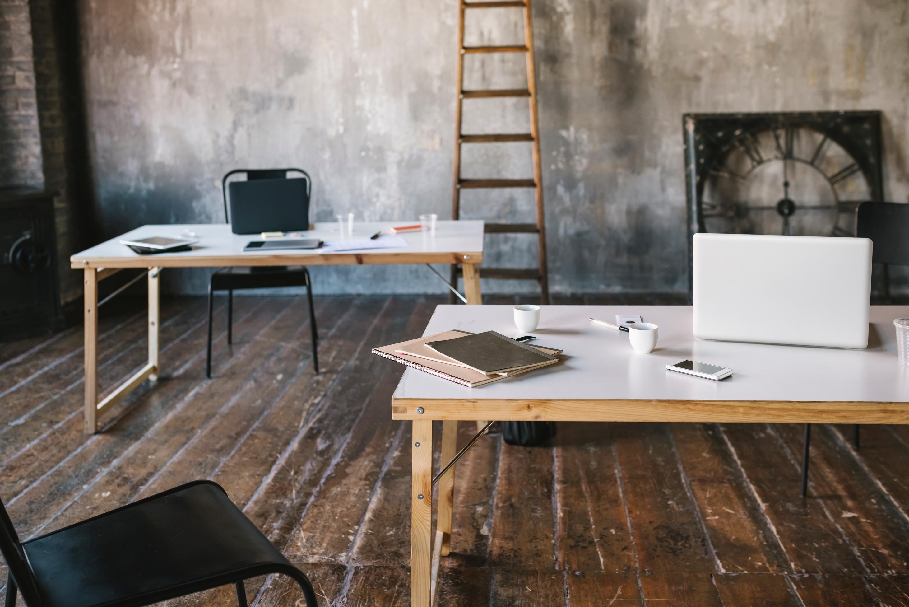 Industrial Work Space With Clock and Ladder - Forum Financial Industrial Work Space With Clock and Ladder
